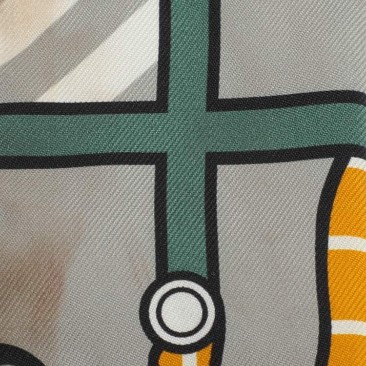 Pre Owned Hermès Multicolor Horse Print Silk Twilly