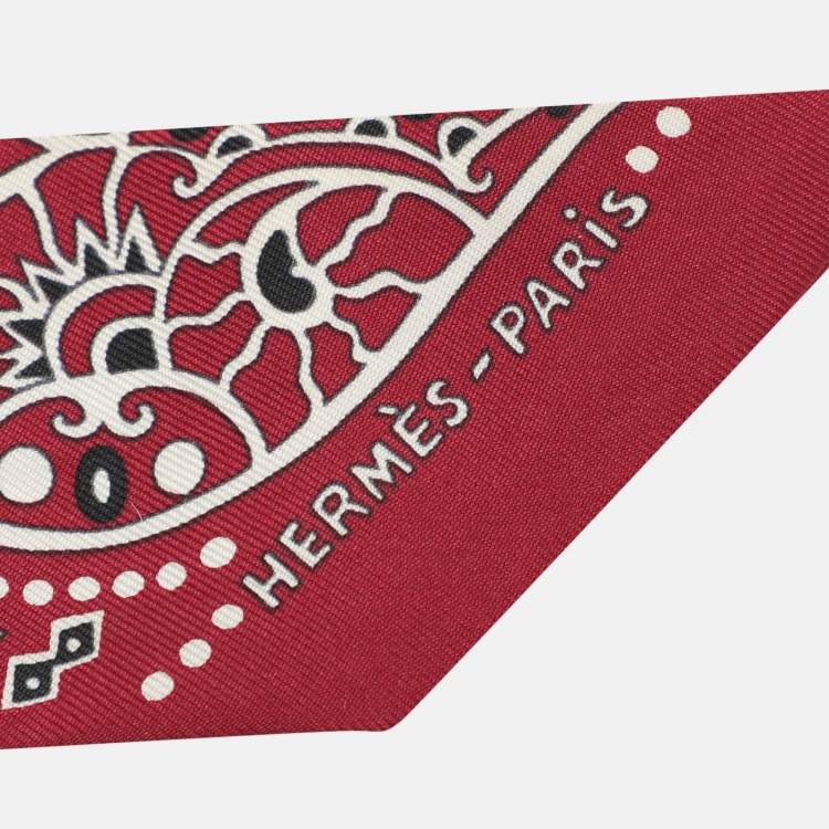 Pre Owned Hermès Burgundy Peuple Du Vent Bandana Silk Twilly