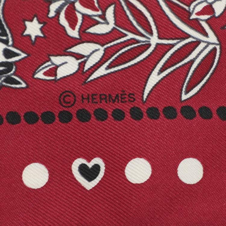 Pre Owned Hermès Burgundy Peuple Du Vent Bandana Silk Twilly