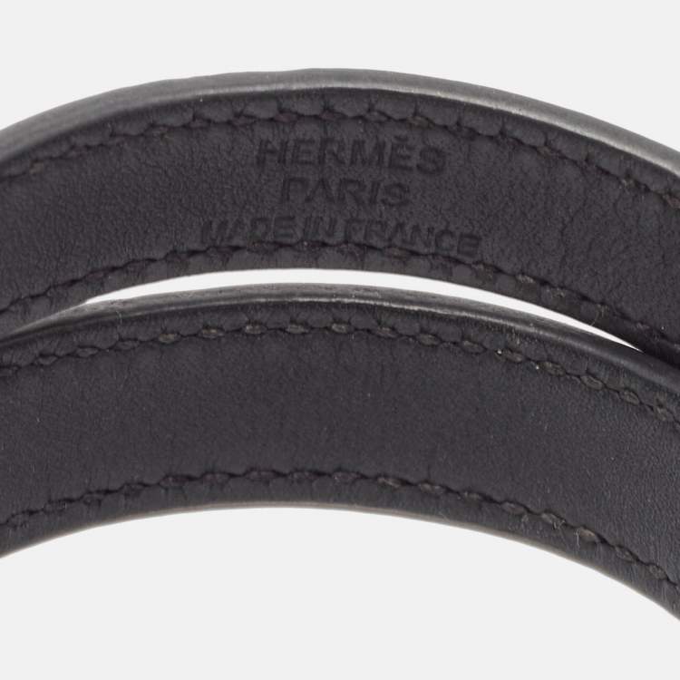 Pre Owned Hermès Kelly Double Tour Leather Gold Plated Wrap Bracelet