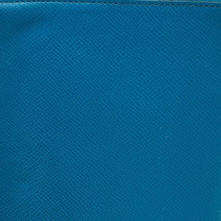 Pre Owned Hermès Blue Izmir Epsom Leather Globe Trotter Zip Agenda Planner