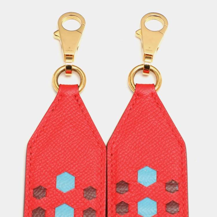 Pre Owned Hermes Red Epsom Leather Hexagon Tressage Bag Strap