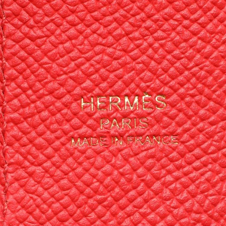 Pre Owned Hermes Red Epsom Leather Hexagon Tressage Bag Strap
