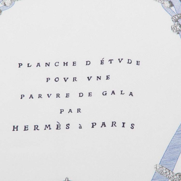 Pre Owned Hermes White Planche d'Etude Pour une Parure de Gala Silk Scarf