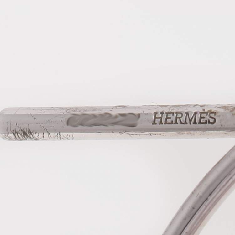 Pre Owned Hermes Loop Sterling Silver Medium Model Earrings