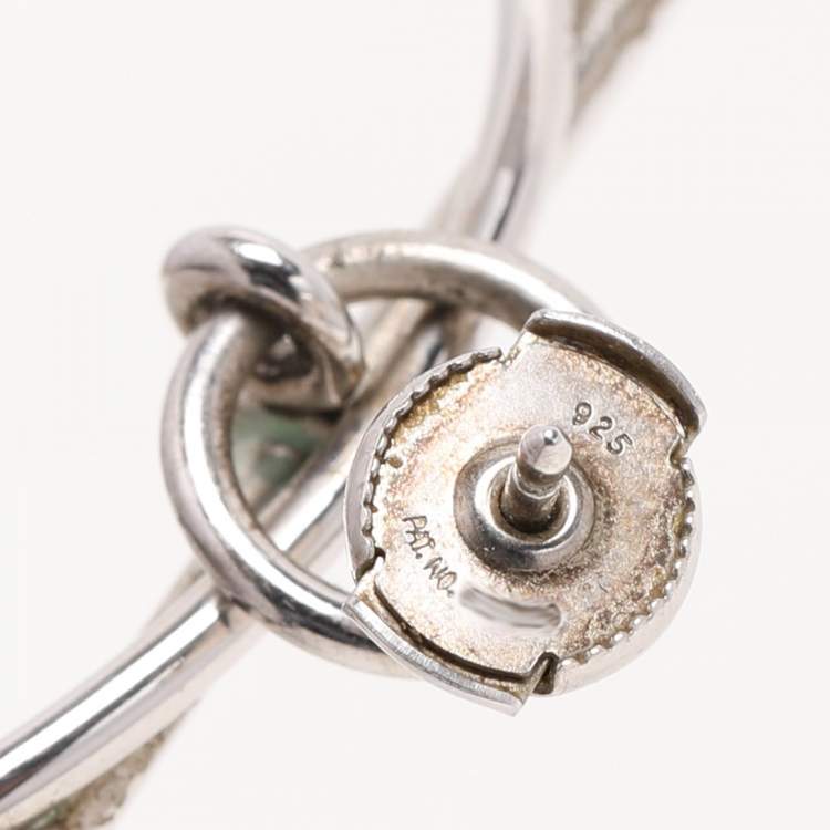 Pre Owned Hermes Loop Sterling Silver Medium Model Earrings