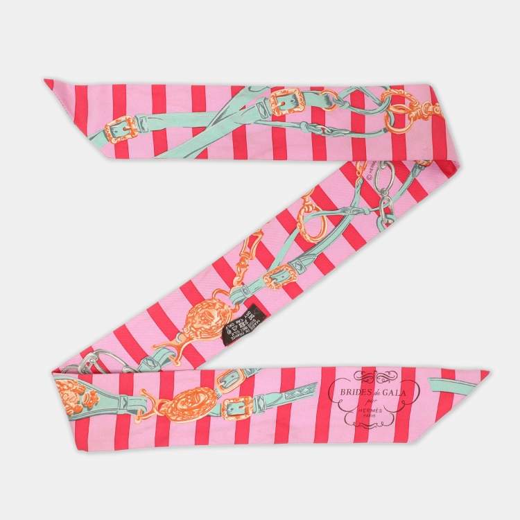 Pre Owned Hermes Pink Brides De Gala Bayaderes Silk Twilly