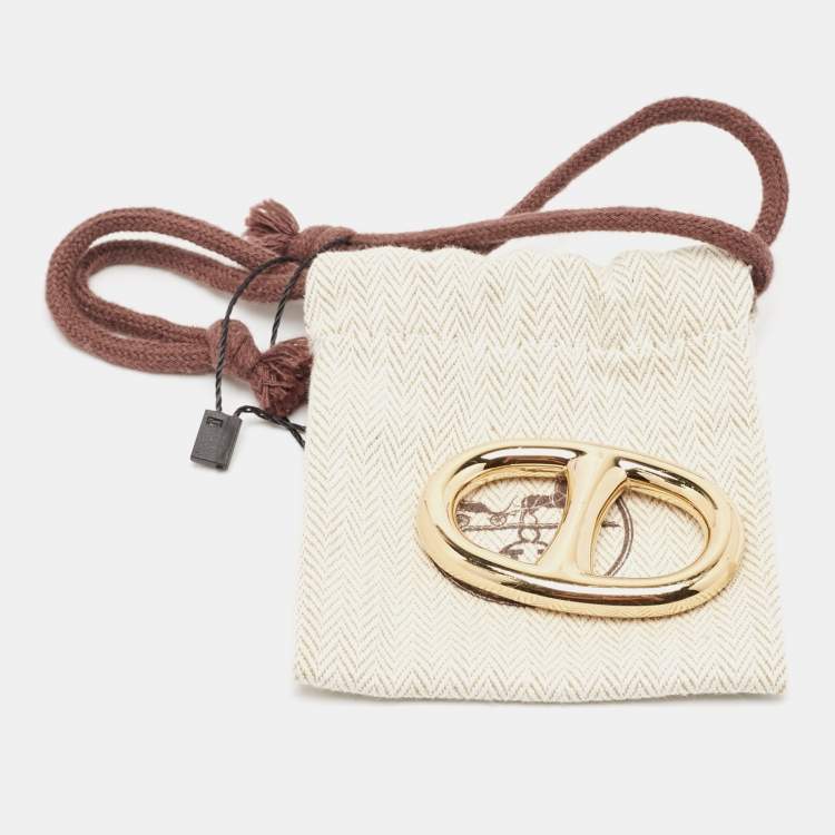 Pre Owned Hermes Chaine D'Ancre Gold Tone Scarf Ring
