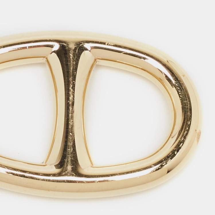 Pre Owned Hermes Chaine D'Ancre Gold Tone Scarf Ring