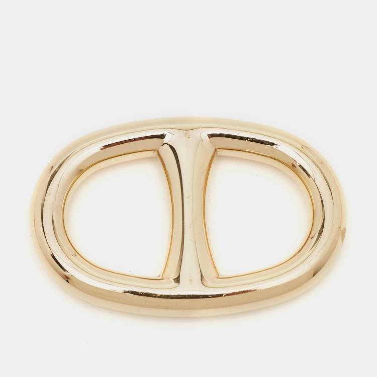 Pre Owned Hermes Chaine D'Ancre Gold Tone Scarf Ring