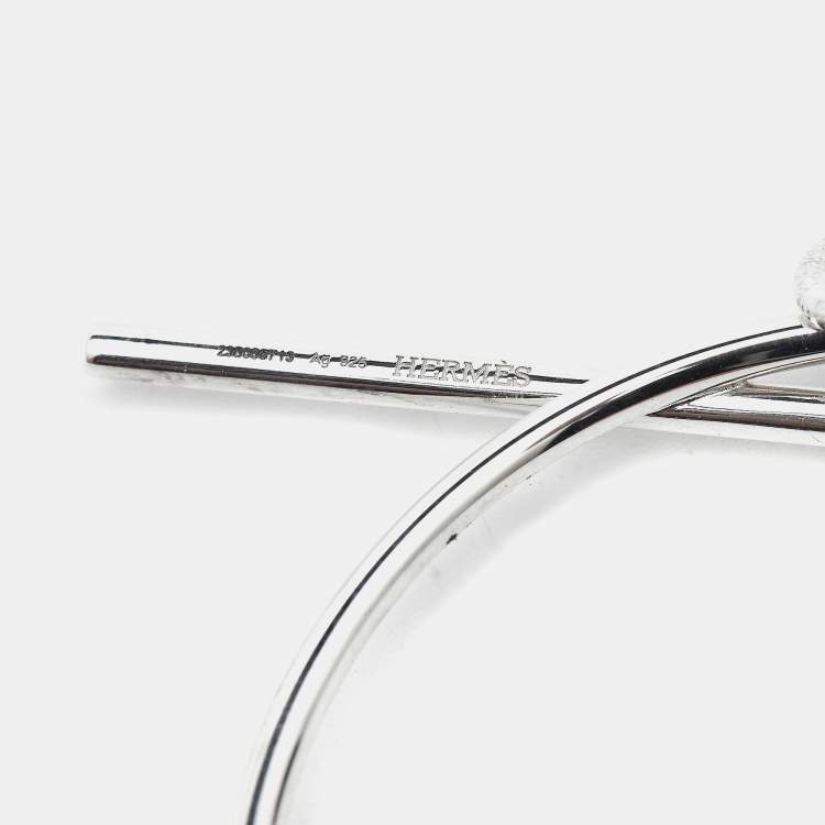 Pre Owned Hermes Loop Sterling Silver Medium Model Earrings