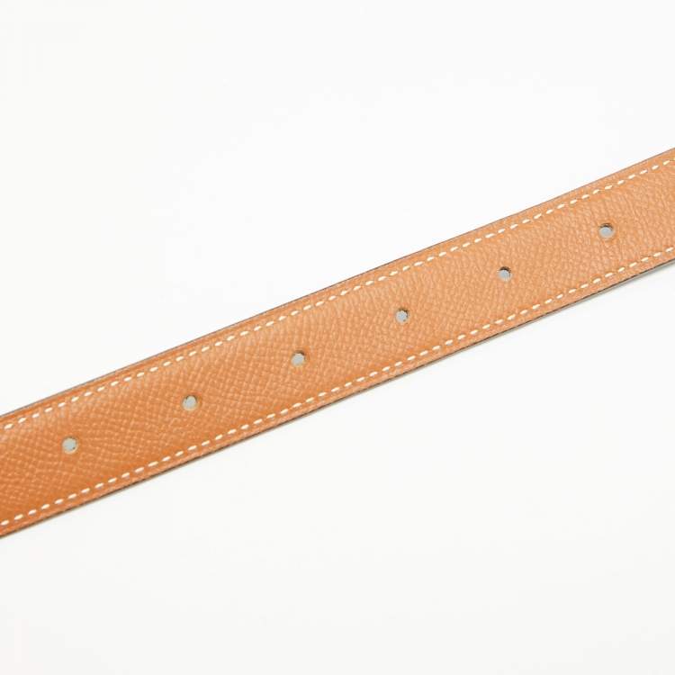 Pre Owned Hermes Gold/Noir Epsom and Swift Leather Constance Reversible Belt 75 CM