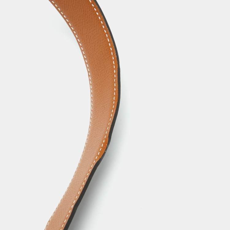 Pre Owned Hermes Black/Gold Swift and Epsom Leather Constance Reversible Belt 90CM