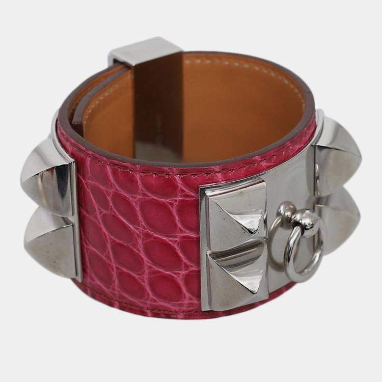 Pre Owned Hermes Croco Collier De Chien Bracelet