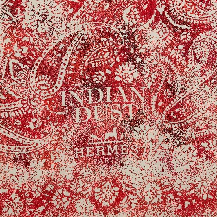 Pre Owned Hermès White/Red Indian Dust Silk Scarf