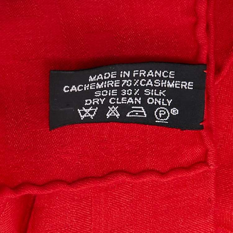 Pre Owned Hermès Red H Pattern Cashmere & Silk Stole 