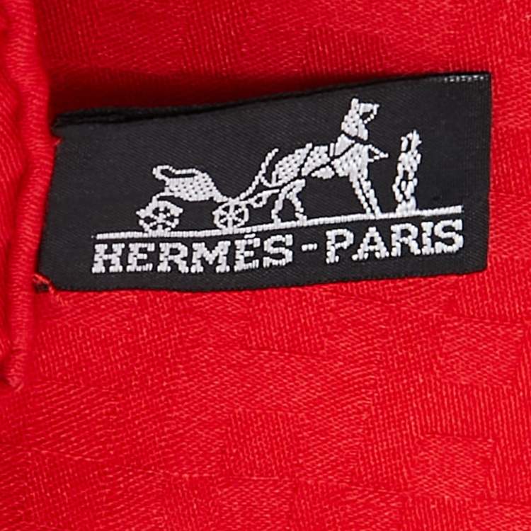 Pre Owned Hermès Red H Pattern Cashmere & Silk Stole 