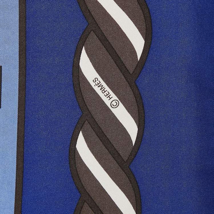 Pre Owned Hermes Blue Silk Quadrige ll Scarf