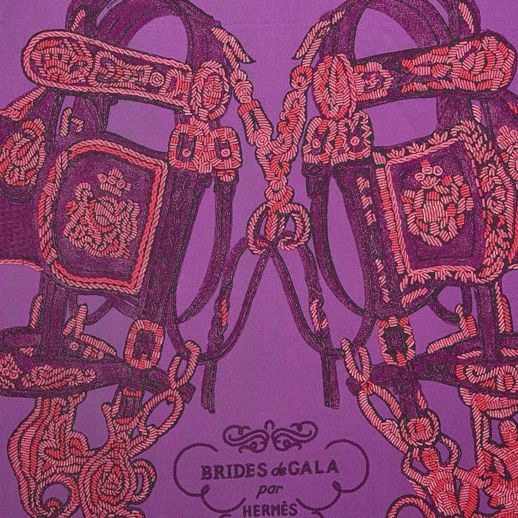 Pre Owned Hermes Purple Silk Brides de Gala Brode Scarf