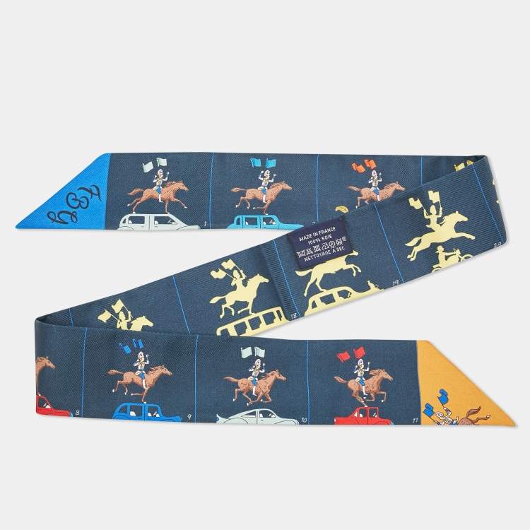 Pre Owned Hermes Blue Silk Parade Twilly 