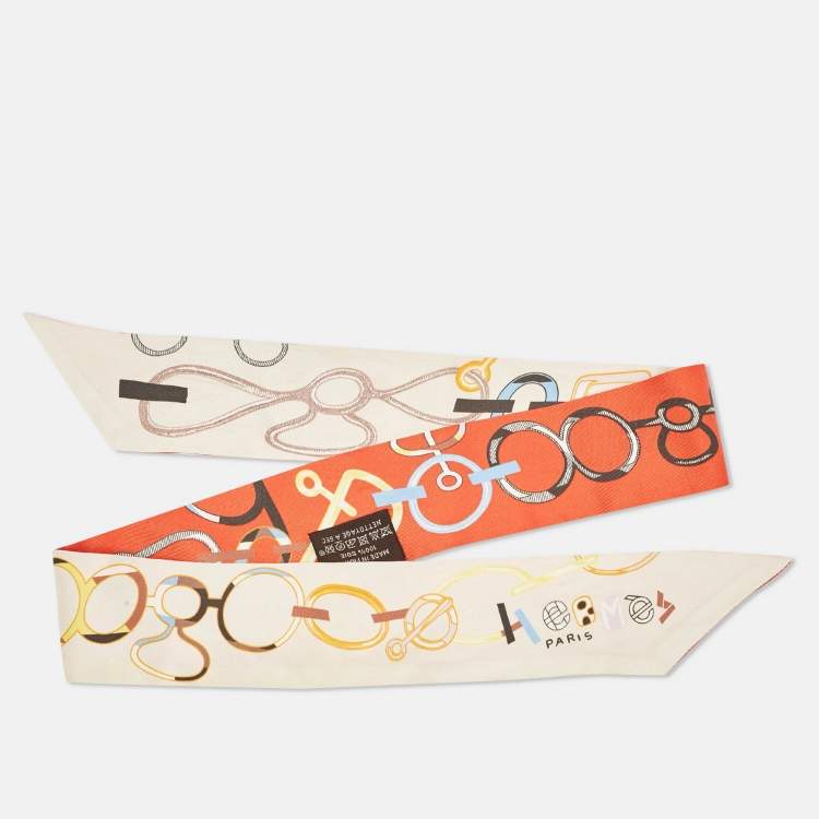 Pre Owned Hermes Orange Silk Do Re Boucles Twilly