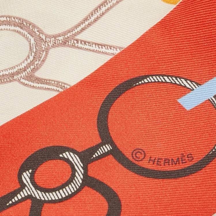Pre Owned Hermes Orange Silk Do Re Boucles Twilly