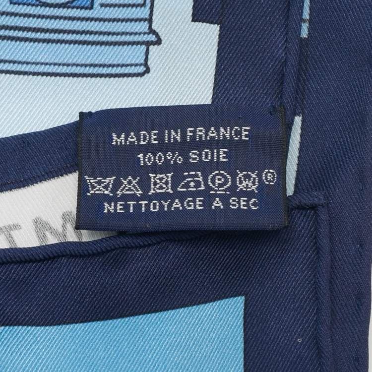 Pre Owned Hermes Blue Minuit Au Faubourg 70 Silk Scarf