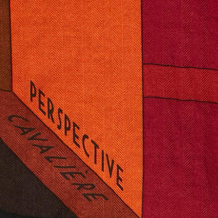 Pre Owned Hermes Multicolor Silk and Cashmere Perspective Cavaliere Scarf