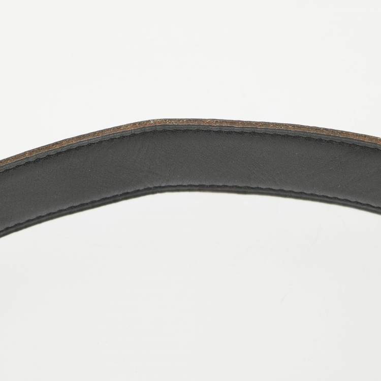 Pre Owned Hermes Bleu Jean/Noir Togo and Chamonix Leather H Buckle Reversible Belt 78 CM