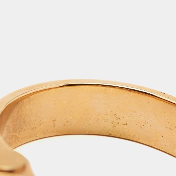 Pre Owned Hermes Charniere Couvertures Nouvelles Enamel Gold Plated Hinged Bracelet 