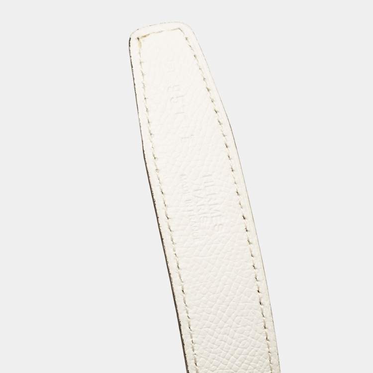 Pre Owned Hermes Blanc/Rose Tea Epsom and Swift Leather Constance Reversible Belt 95 CM