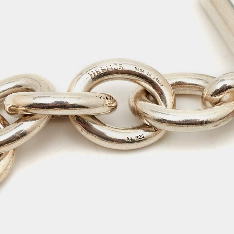Pre Owned Hermes Chain D'Ancre Parade Link Sterling Silver Bracelet