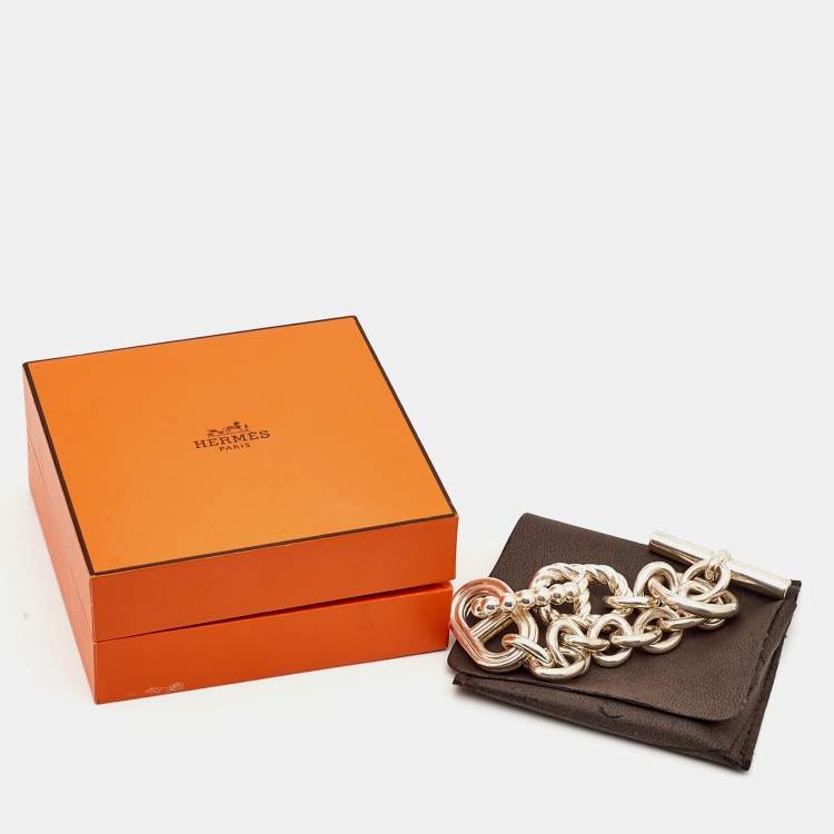 Pre Owned Hermes Chain D'Ancre Parade Link Sterling Silver Bracelet