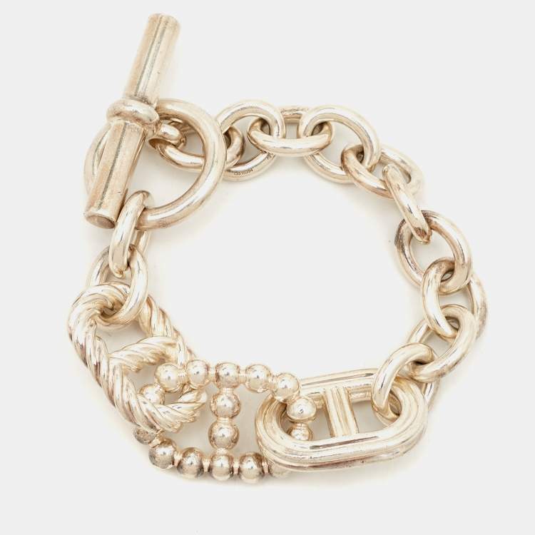 Pre Owned Hermes Chain D'Ancre Parade Link Sterling Silver Bracelet