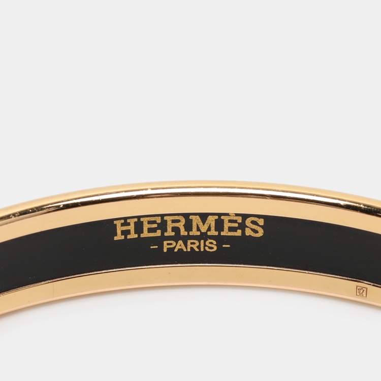 Pre Owned Hermes Multicolor  Jungle Love Rainbow Printed Gold Plated Narrow Bangle Bracelet