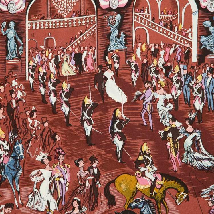 Pre Owned Hermes Multicolor Soiree De Gala Printed Silk Scarf