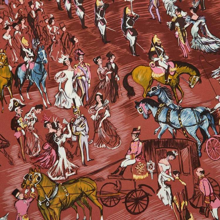 Pre Owned Hermes Multicolor Soiree De Gala Printed Silk Scarf