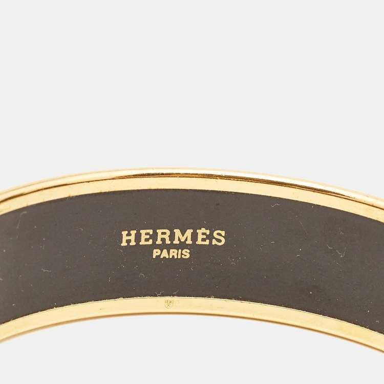 Pre Owned Hermès Multicolor Enamel Gold Plated Wide Bracelet