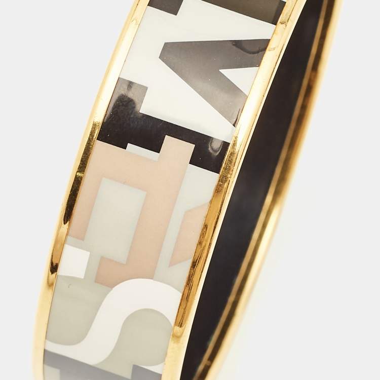 Pre Owned Hermès Multicolor Enamel Gold Plated Wide Bracelet