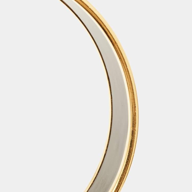 Pre Owned Hermès Multicolor Enamel Gold Plated Wide Bracelet