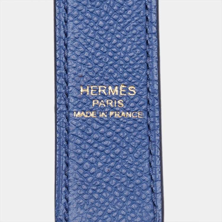 Pre Owned Hermès Blue Brighton/Bleu Encre/Brique Epsom Leather Tressage De Cuir Bag Strap