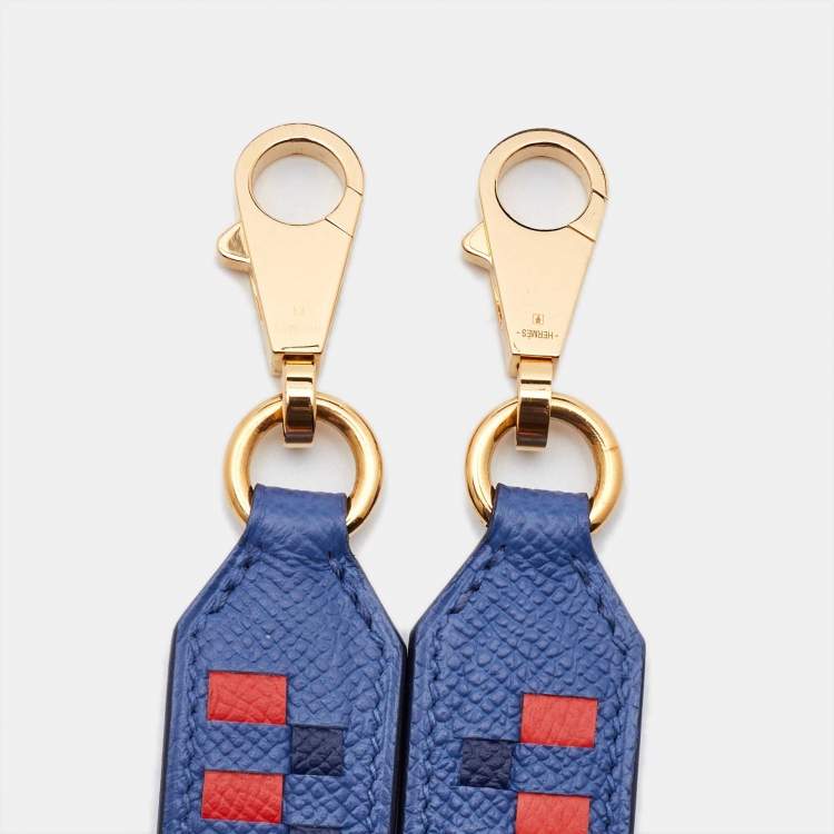 Pre Owned Hermès Blue Brighton/Bleu Encre/Brique Epsom Leather Tressage De Cuir Bag Strap