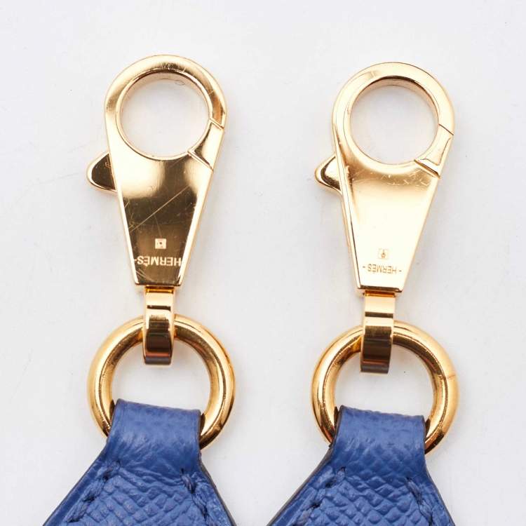 Pre Owned Hermès Blue Brighton/Bleu Encre/Brique Epsom Leather Tressage De Cuir Bag Strap