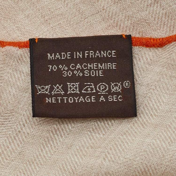 Pre Owned Hermès Beige Silk Contrast Edged Logo Print Mini Losange Scarf