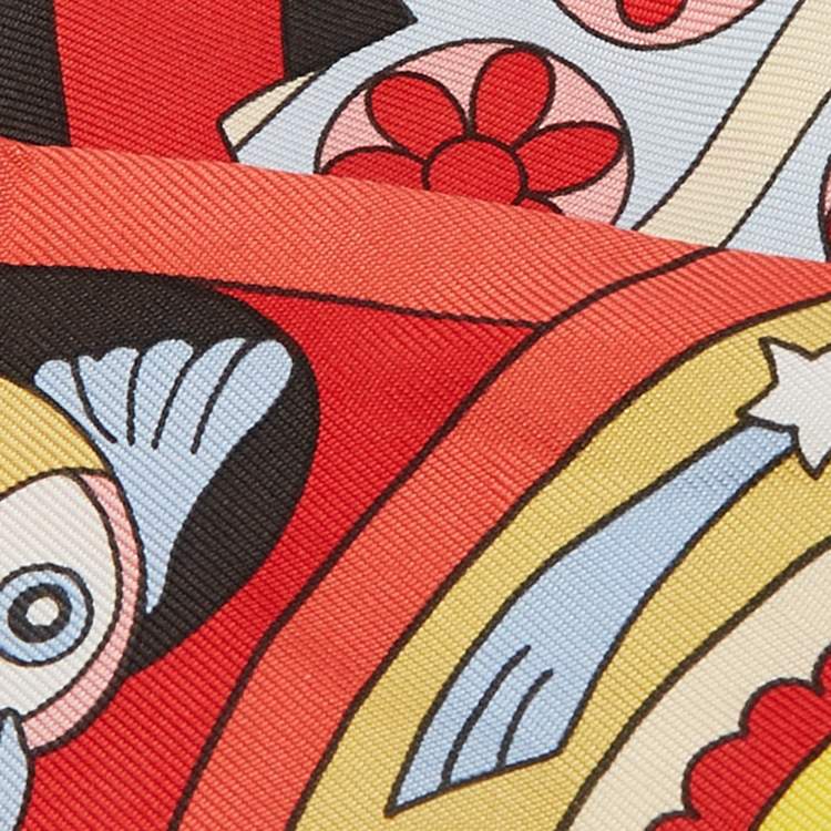 Pre Owned Hermès Red/Yellow Silk Les Murmures de la Foret Silk Twilly