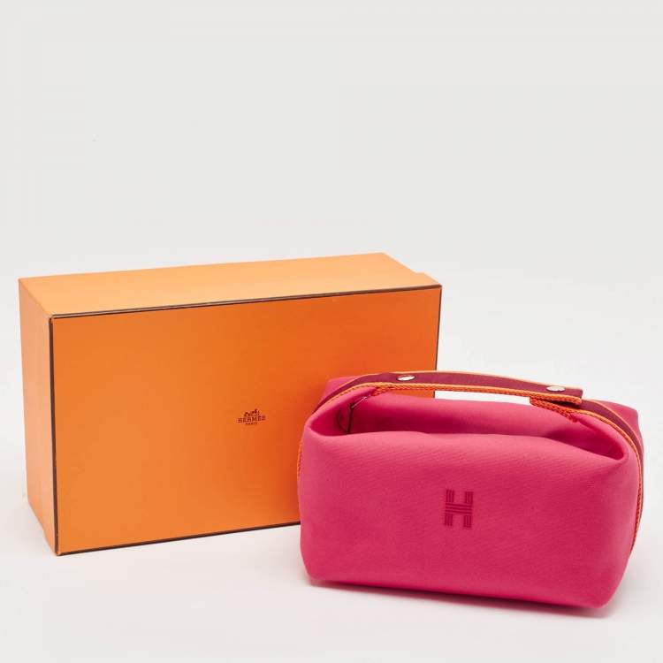 Pre Owned Hermes Hibiscus Canvas Large Bride-a-Brac Pouch