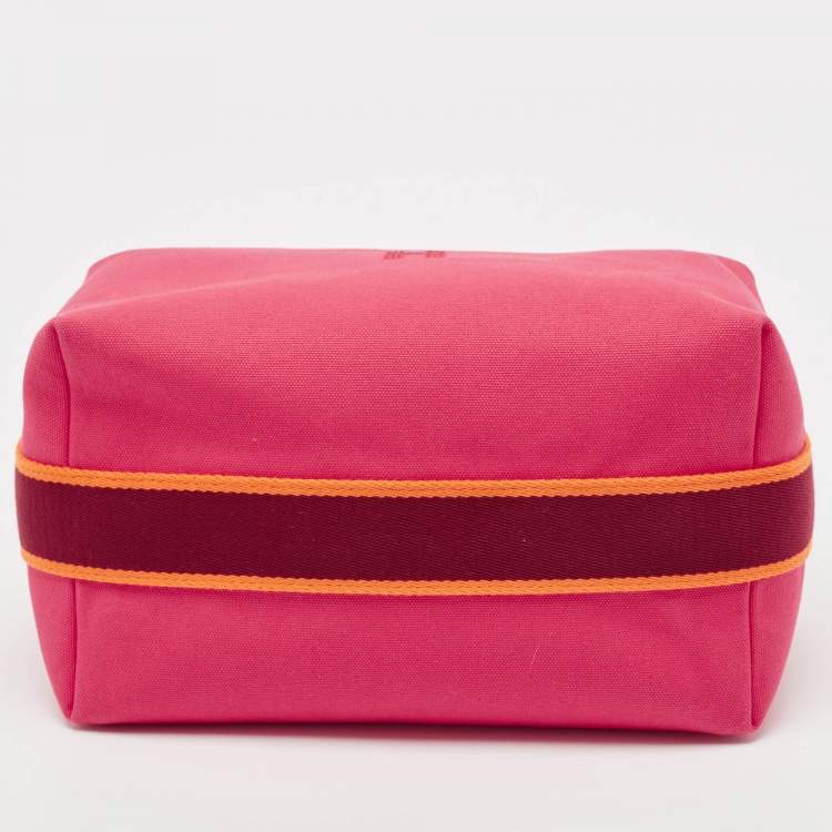 Pre Owned Hermes Hibiscus Canvas Large Bride-a-Brac Pouch