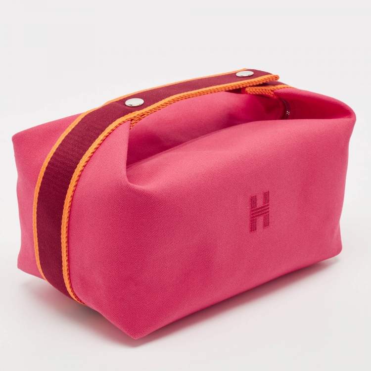 Pre Owned Hermes Hibiscus Canvas Large Bride-a-Brac Pouch
