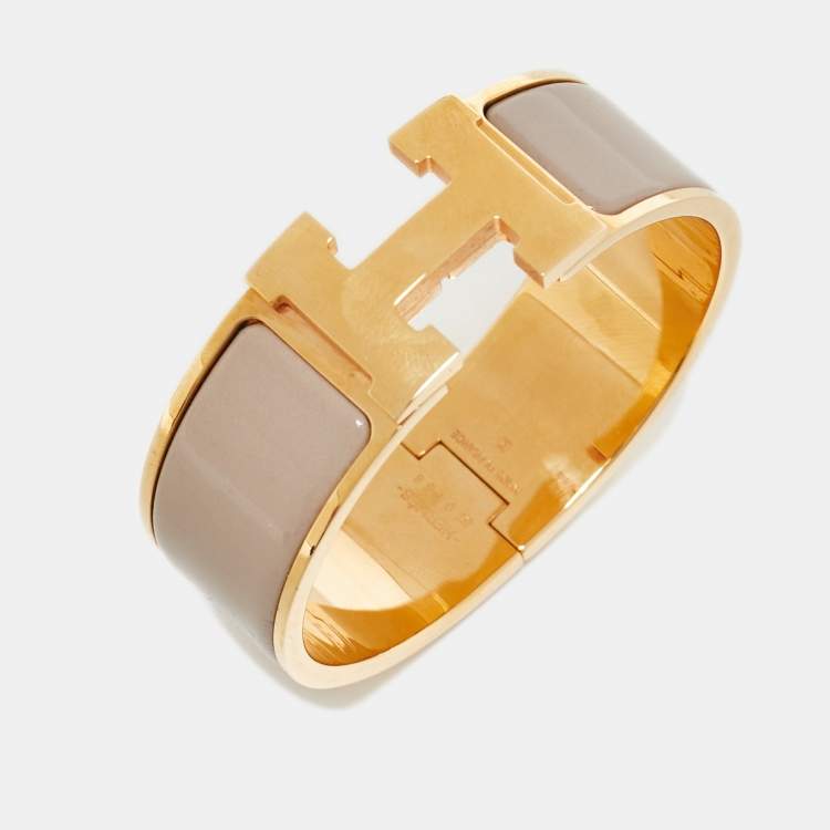 مملوكة مسبقًا Hermès Clic Clac H Enamel Rose Gold Plated Wide Bracelet