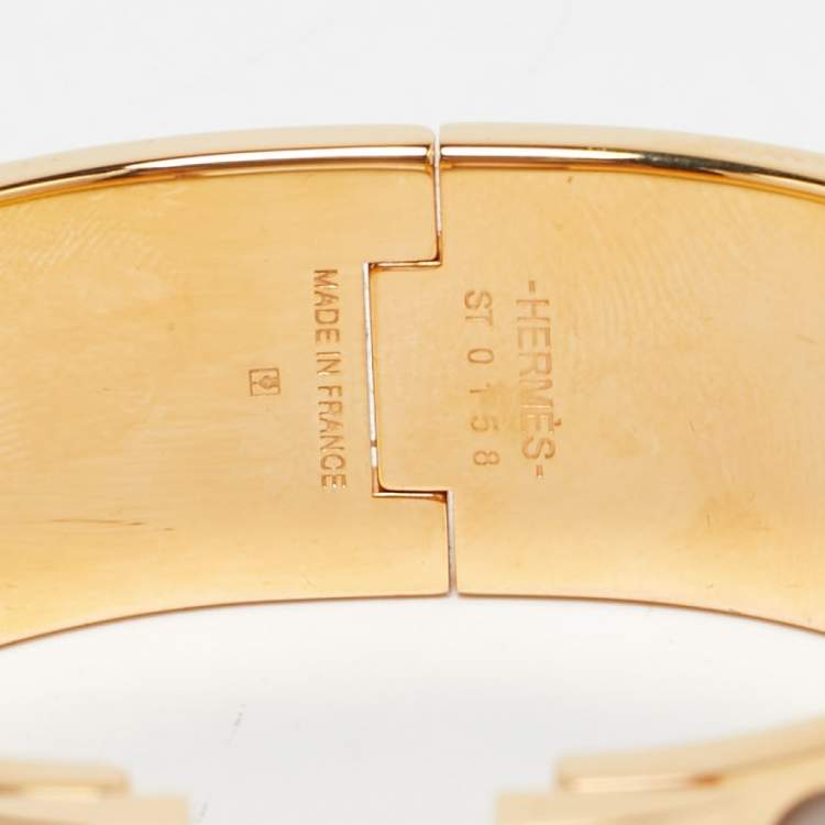 مملوكة مسبقًا Hermès Clic Clac H Enamel Rose Gold Plated Wide Bracelet